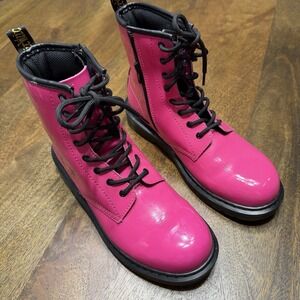 Dr Martens Womens Delaney Pink Patent Leather Zipper Air Wair Doc W 7 M 6 Sz. 38